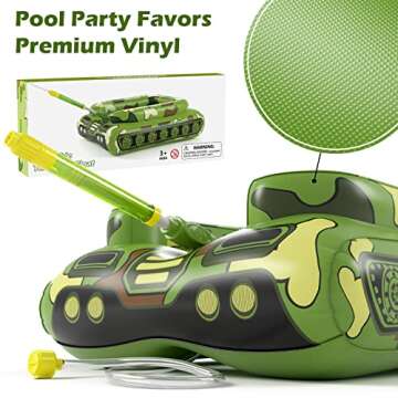 Inflatable Tank Pool Floats Kids - Jasonwell Toddler Pool Floaties Swimming Pool Tank with Water Cannon Gun Swim Floaty Rafts Lake Beach Party Pool Toys for Boys Girls Toddlers Kids