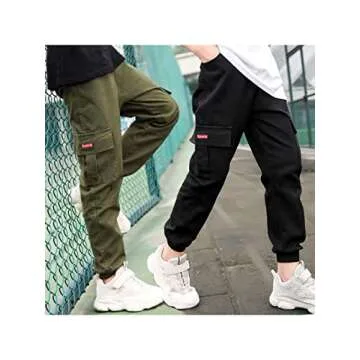 Trendy Black Cargo Pants for Boys with Pockets