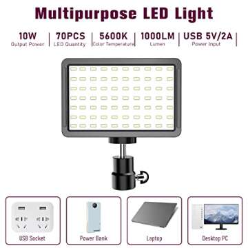 USB LED Video Studio Lights with Tripod and Color Filters