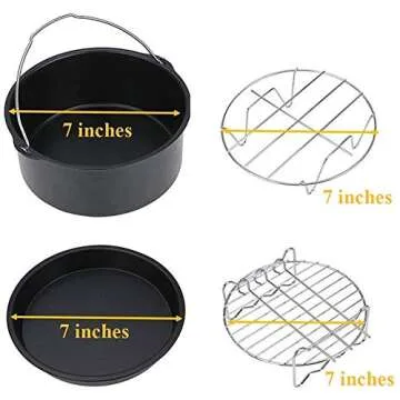 Deep Fryers Universal Air Fryer Accessories Including Cake Barrel,Baking Dish Pan,Grill,Pot Pad, Pot...