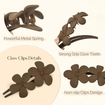 Yanibest 5 Pcs Flat Hair Clips - Stylish Lay Flat Claw Clips for All Hair Types,Multi-Styles Matte Non-slip Hair Clips for Women Girls Wedding Prom Party Hair Decorations