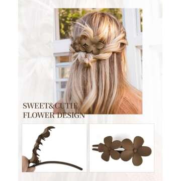 Yanibest 5 Pcs Flat Hair Clips - Stylish Lay Flat Claw Clips for All Hair Types,Multi-Styles Matte Non-slip Hair Clips for Women Girls Wedding Prom Party Hair Decorations