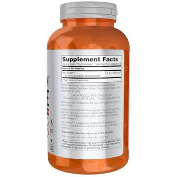 NOW Foods Sports Nutrition, Kre-Alkalyn Creatine 750 mg, Mass Building*/Energy Production*, 240 Veg ...