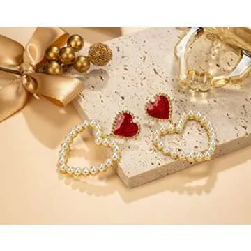 Elegant Pearl Vintage Heart Earrings for Women