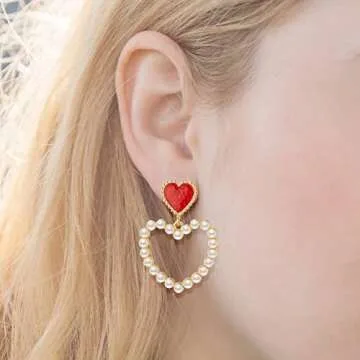 Elegant Pearl Vintage Heart Earrings for Women