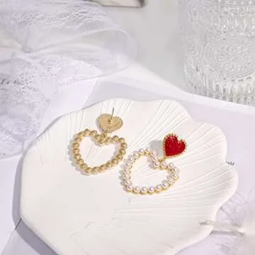 Elegant Pearl Vintage Heart Earrings for Women