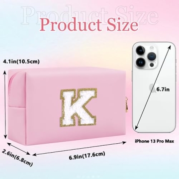 HENGNI Personalized Letter Makeup Bag | Cute PU Leather Pouch