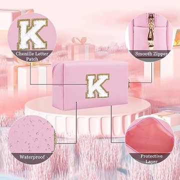 HENGNI Personalized Letter Makeup Bag | Cute PU Leather Pouch