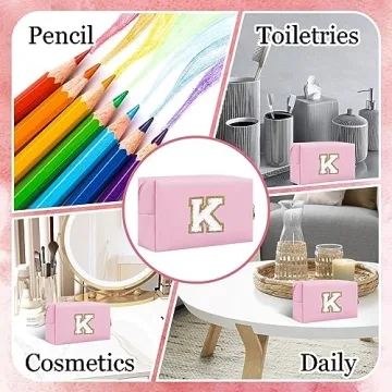 HENGNI Personalized Letter Makeup Bag | Cute PU Leather Pouch