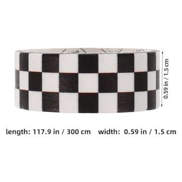 TEHAUX 6 Rolls Grid Washi Tape, Scrapbook Washi Tape Printing Tape DIY Paper Tape Checkered Bulletin Board Border self-Adhesive Checkered Tape Stationery Tape Plaid Washi Tape for Art Craft