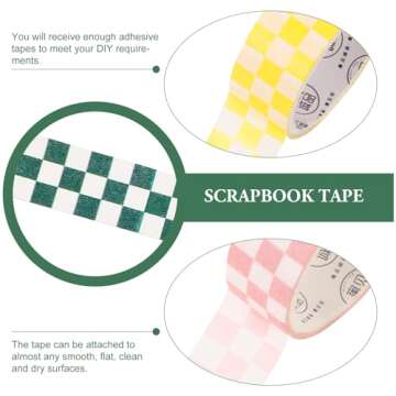 TEHAUX 6 Rolls Grid Washi Tape, Scrapbook Washi Tape Printing Tape DIY Paper Tape Checkered Bulletin Board Border self-Adhesive Checkered Tape Stationery Tape Plaid Washi Tape for Art Craft