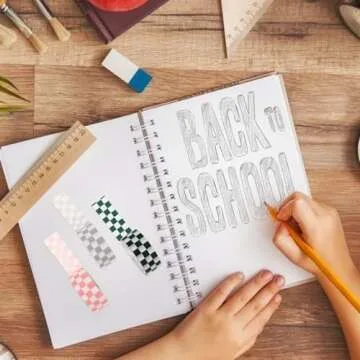 TEHAUX 6 Rolls Grid Washi Tape, Scrapbook Washi Tape Printing Tape DIY Paper Tape Checkered Bulletin Board Border self-Adhesive Checkered Tape Stationery Tape Plaid Washi Tape for Art Craft