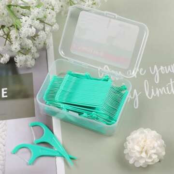 FAMILIFE Floss Picks, 240 Count Mint Dental Floss Cleaner, Tooth Picks Flossers with 4 Travel Handy Cases, Helps to Fight Tooth Decay and Keep Your Teeth Clean, Flossing Sticks for Family