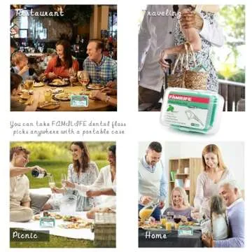 FAMILIFE Floss Picks, 240 Count Mint Dental Floss Cleaner, Tooth Picks Flossers with 4 Travel Handy Cases, Helps to Fight Tooth Decay and Keep Your Teeth Clean, Flossing Sticks for Family