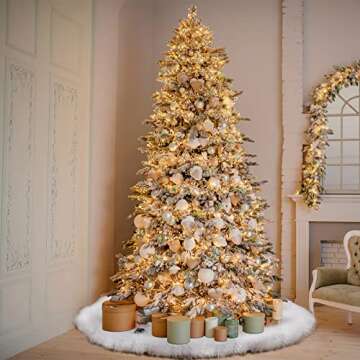 iMucci 60/48/36/30in Thick Wool Fur Tree Skirt Snowy White Plush Velvet Wool-Like Chirstmas Tree Skirt Holiday Party Decoration (30 inch/0.84LB)