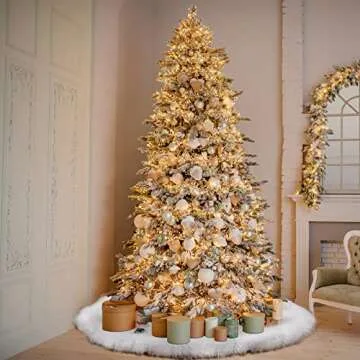 iMucci Thick Wool Fur Tree Skirt for Christmas Elegance