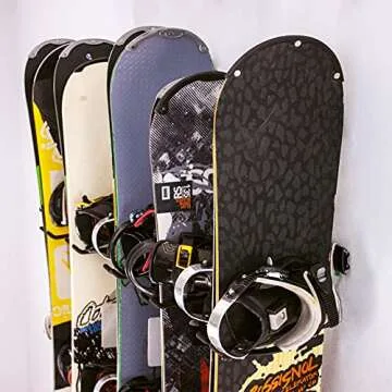 SafeRacks Wall Mounted Ski/Snowboard Rack - Includes 5 Storage Hooks