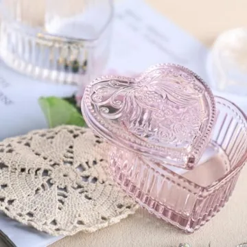 Gaolinci Crystal Glass Heart-Shaped Dish for Jewelry and Candy
