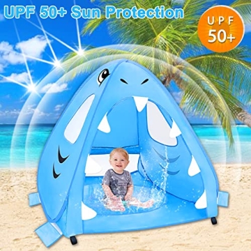 Shark Baby Beach Tent with Pool & UV Protection