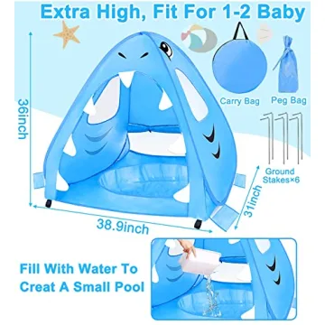 Shark Baby Beach Tent with Pool & UV Protection