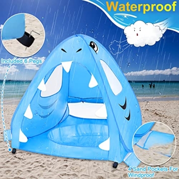 Shark Baby Beach Tent with Pool & UV Protection
