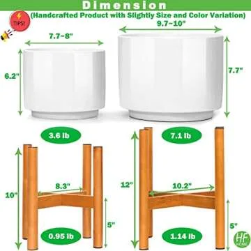 HFHOME Modern Large Planters with Stands Set of 2