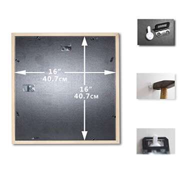 SKAOTUS 16x16 Picture Frame Black Solid Wood for Mat 12x12 Wall Mounting Square Poster Photo Frames…