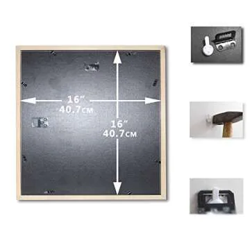SKAOTUS 16x16 Picture Frame Black Solid Wood for Mat 12x12 Wall Mounting Square Poster Photo Frames…