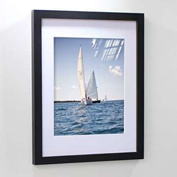 SKAOTUS 16x16 Picture Frame Black Solid Wood for Mat 12x12 Wall Mounting Square Poster Photo Frames…