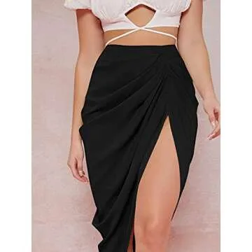 WDIRARA Women's Satin Bodycon Midi Skirt for Stylish Comfort