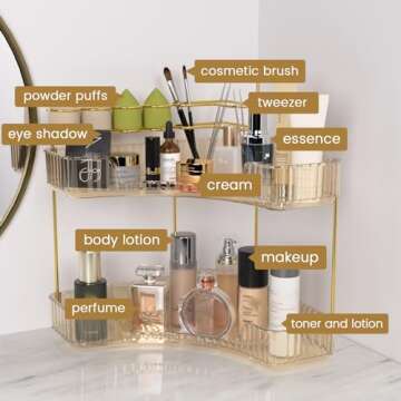 NATURE'S SOURCE Corner Makeup Organizer - Stylish Storage