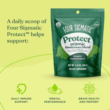 Mushroom Blend Defend Mix by Four Sigmatic | Organic Mushroom Powder Complex with Lion’s Mane, Cordyceps, Chaga, Reishi and More | Natural Immune Support Supplement | Vegan, Gluten-Free | 30 Servings