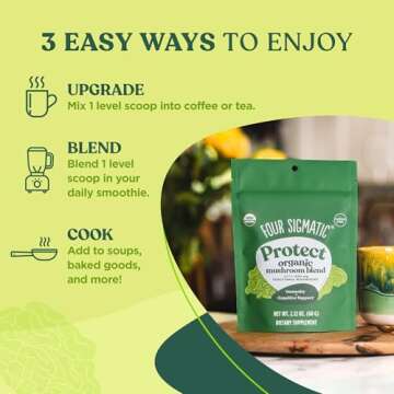 Mushroom Blend Defend Mix by Four Sigmatic | Organic Mushroom Powder Complex with Lion’s Mane, Cordyceps, Chaga, Reishi and More | Natural Immune Support Supplement | Vegan, Gluten-Free | 30 Servings