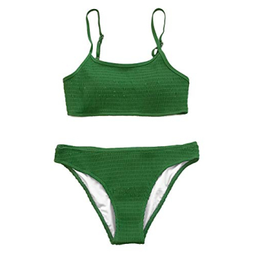 CUPSHE Women's Matcha Story Smocking Bikini Set Green