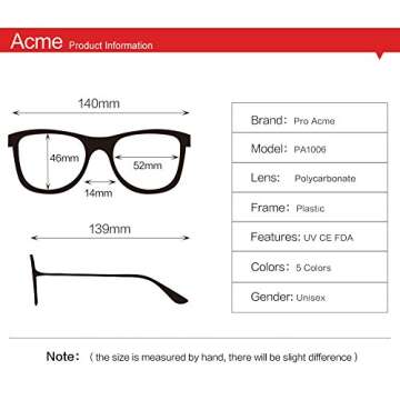 Pro Acme Non-prescription Eyeglass Frames in Matte Black