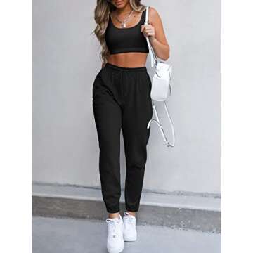 ANRABESS Womens 2 Piece Tracksuit Outfits Set Sport Bra High Waist Sweatpants Set Jogger Set A379-heise-XL