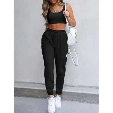 ANRABESS Womens 2 Piece Tracksuit Outfits Set Sport Bra High Waist Sweatpants Set Jogger Set A379-heise-XL