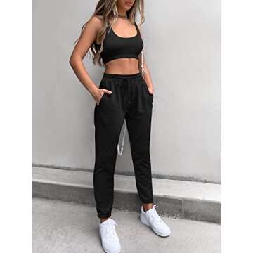 ANRABESS Womens 2 Piece Tracksuit Outfits Set Sport Bra High Waist Sweatpants Set Jogger Set A379-heise-XL