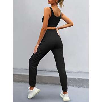 ANRABESS Womens 2 Piece Tracksuit Outfits Set Sport Bra High Waist Sweatpants Set Jogger Set A379-heise-XL