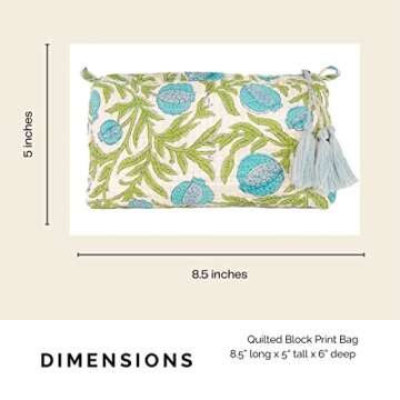 Palmetto Home Block Print Toiletry Case & Makeup Bag - Blue & Green Pomegranate