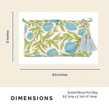 Palmetto Home Block Print Toiletry Case & Makeup Bag - Blue & Green Pomegranate
