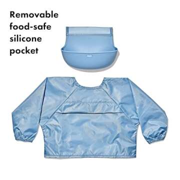 OXO Tot Sleeved Roll Up Bib for Easy Mealtime Cleanup
