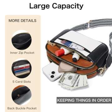 FROKAN Crossbody Bags for Women, Vegan Leather Crossbody Purses for Women, Small Trendy Shoulder Handbags for Travel (Black)