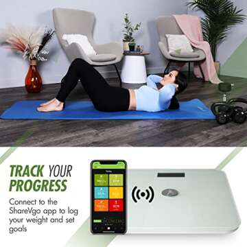 ShareVgo Scale for Body Weight Smart Digital Body Composition Analyzer Wireless Bathroom Body Fat Scale with App for Weight, Fat, Water, BMI, BMR, Muscle Mass, and Trending Analysis - SWS200