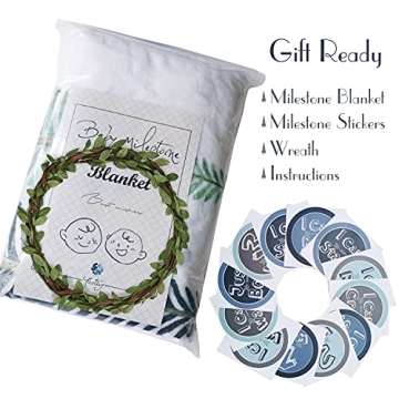 Ultra-Soft Baby Milestone Blanket with Stickers Gender Neutral