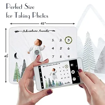 Ultra-Soft Baby Milestone Blanket with Stickers Gender Neutral