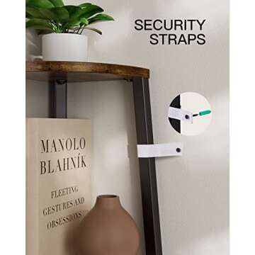 Pipishell 4 Tier Corner Shelf, Corner Bookshelf with Metal Frame, Display Shelf Industrial Corner Ladder Shelf Plant Shelf for Bedroom, Living Room, Office, Kitchen, Small Space（Rustic Brown）