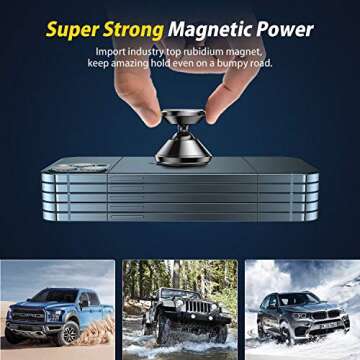 CASEKOO【1 Second Installation】 Magnetic Car Phone Holder, Universal 360° Rotation Strong Magnet Car Phone Holder Mount for Dashboard Compatible with iPhone, Samsung, LG, Google and All Cell Phone