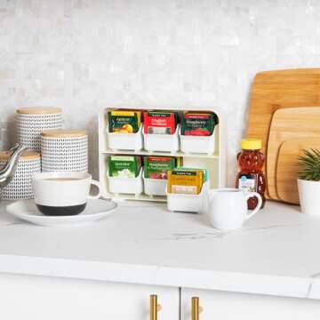 Mind Reader Tea Bag Organizer, Tea Station Organizer, Countertop Storage, Kitchen, Plastic, 10.25"L ...
