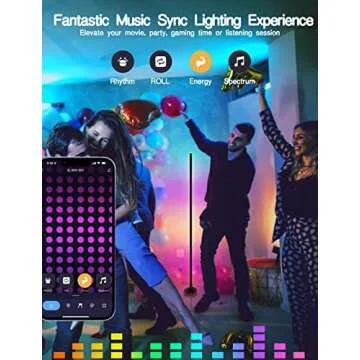 YSJ LED RGB-IC Corner Floor Lamp with App Control and Remote, Music Sync, Compatible with Alexa, Google Assistant, Modern Color Changing Standing Lamp for Living Room, Bedroom, Gaming Room